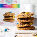 Easy-to-make gluten-free cookie dough with rainbow chips and oats – fun baking at home
