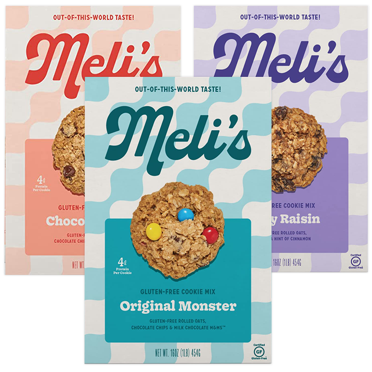 Gluten-free cookie variety pack – OG Monster, Chocolate Chip & Oatey Raisin in 6-pack box