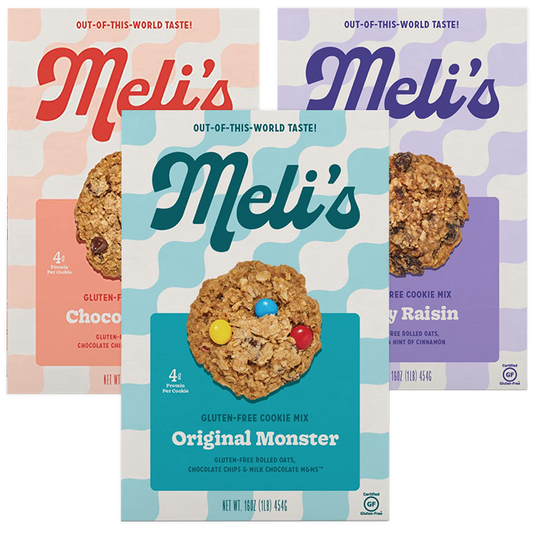 Gluten-free cookie variety pack – OG Monster, Chocolate Chip & Oatey Raisin in 6-pack box