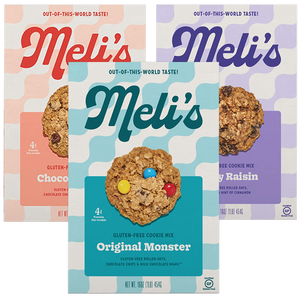 Meli’s Gluten-Free Cookie Mix, Original Variety Pack - Original Monster, Chocolate Chip, & Oatey Raisin, Made with Certified Gluten-Free Rolled Oats, 16 oz Boxes (Pack of 3)